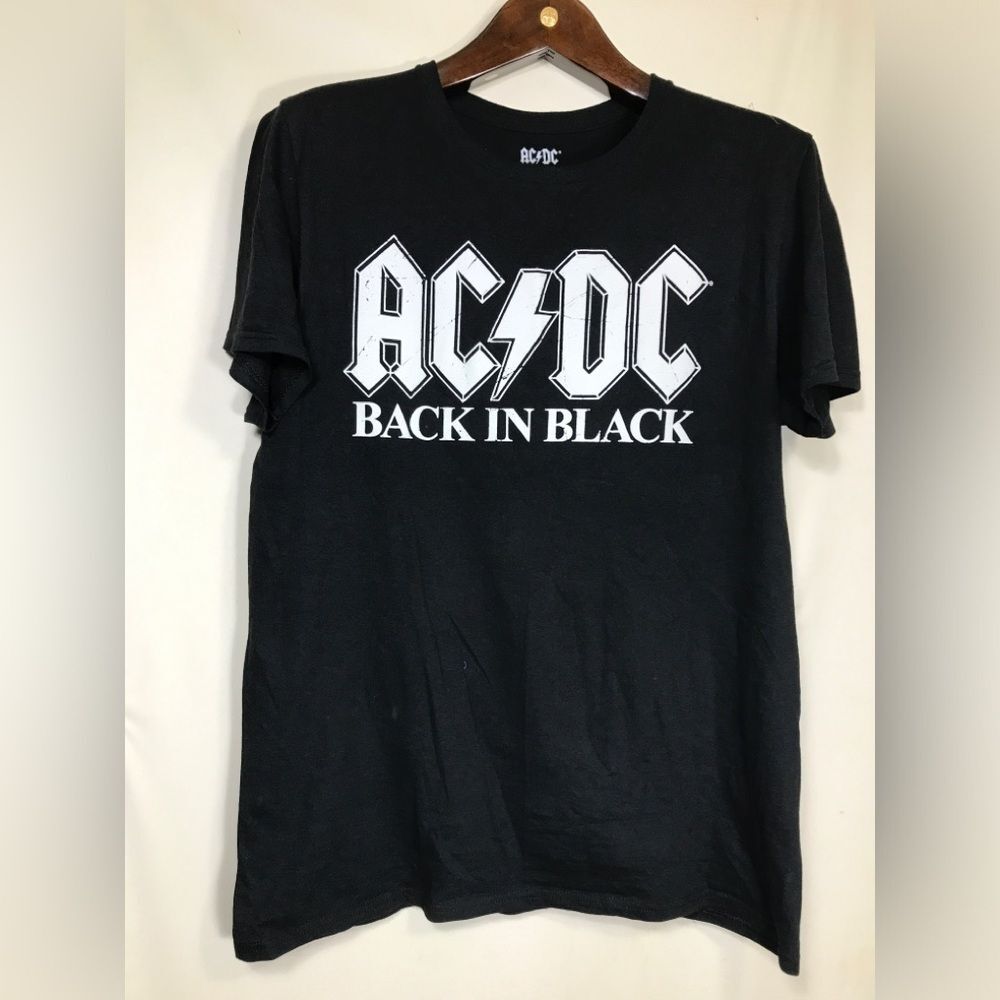AC DC Back In Black T-Shirt Men's Medium Short Sleeve Crew Neck Graphic Black